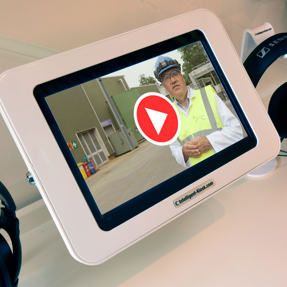 contractor health and safety induction kiosk in white enclosure