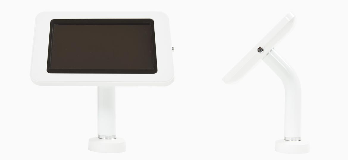 Samsung and Apple Tablet Table Top Enclosure stand A white tablet enclosure table top or counter top Samsung or Apple tablet